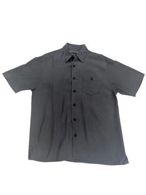 Axis Men's Short Sleeve Button Up Shirt Charcoal Gray Minimalist Dadcore Size M